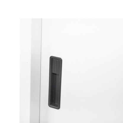 Metal locker cabinet 1900x1200x450mm with 2 secured sliding doors, 4 shelves, max 50kg/shelf, gray Breckner Germany