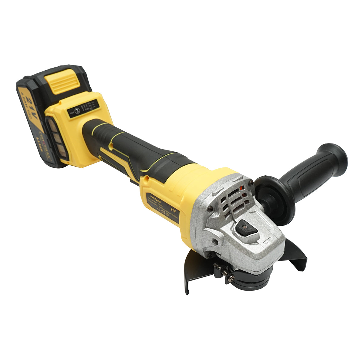 Cordless angle grinder with lithium battery 21V/4Ah, brushless motor, 3 speed settings, disc diameter 115mm Crownman
