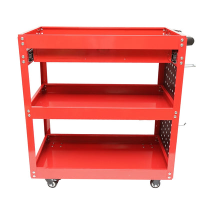 Metal trolley on wheels with 3 shelves, supports, and drawer for tools 660x360x730mm