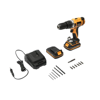 Cordless drill with 13mm chuck, 2x20V 2.0Ah battery, 1400rpm Hoteche