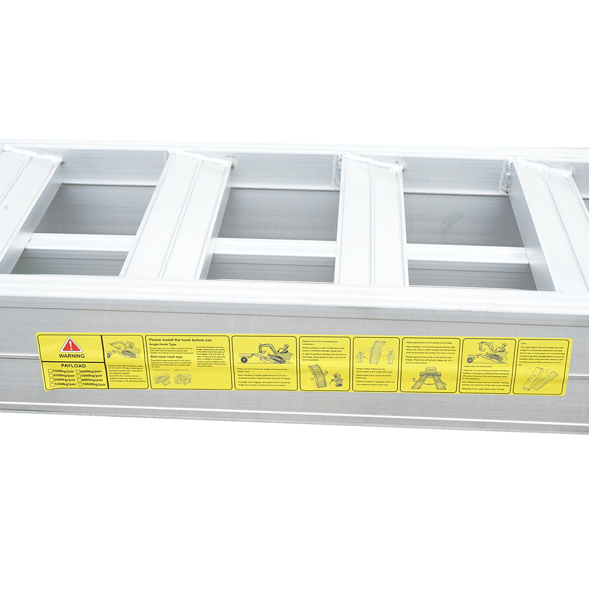 Aluminum ramps set 6 tons for loading/unloading 380x45x15cm