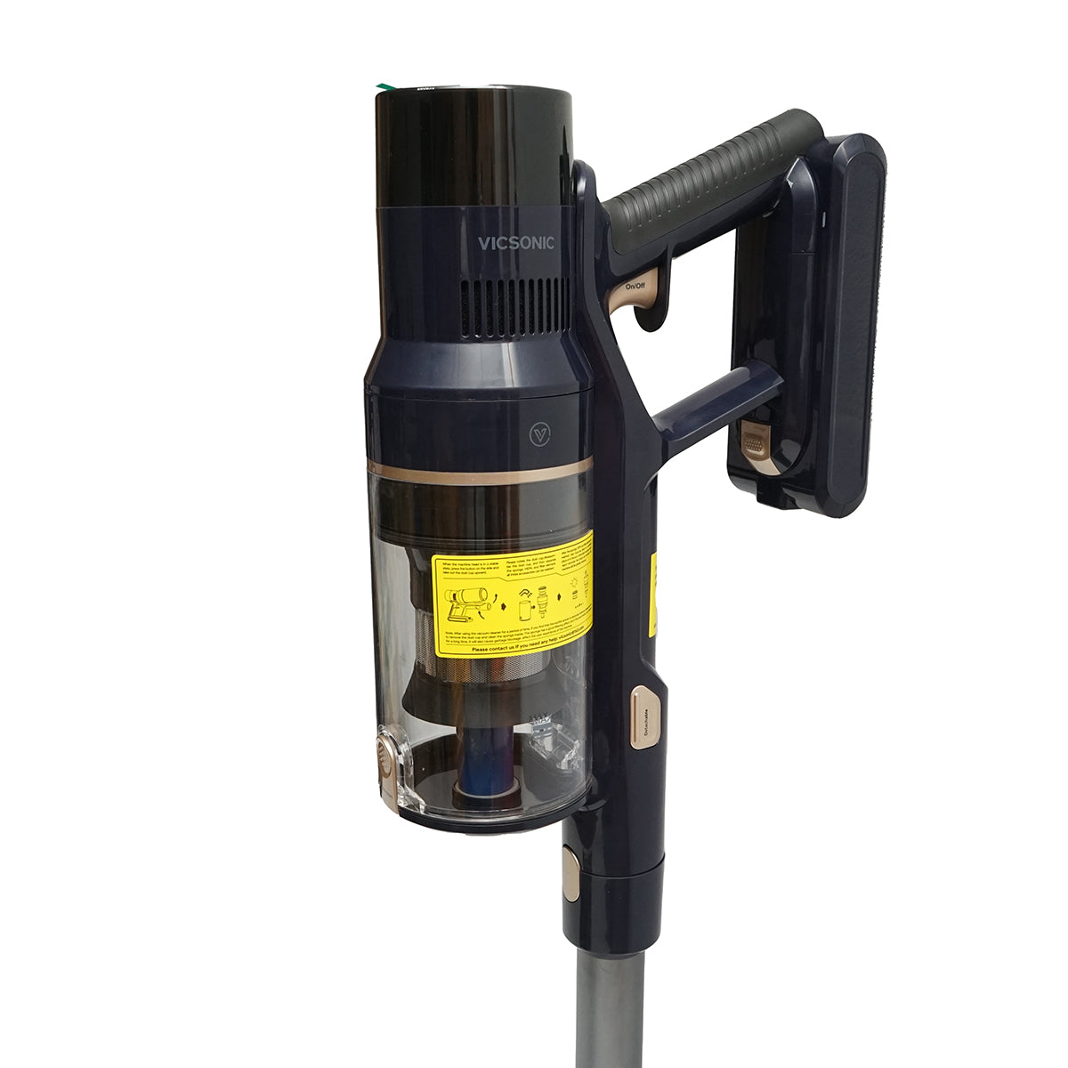 Cordless vertical vacuum cleaner 480W, suction power 15-30 kPa, 2500mAh battery, 1.2L dust container, 4 suction modes, LED touch screen, LED illuminated brush, VICSONIC S7