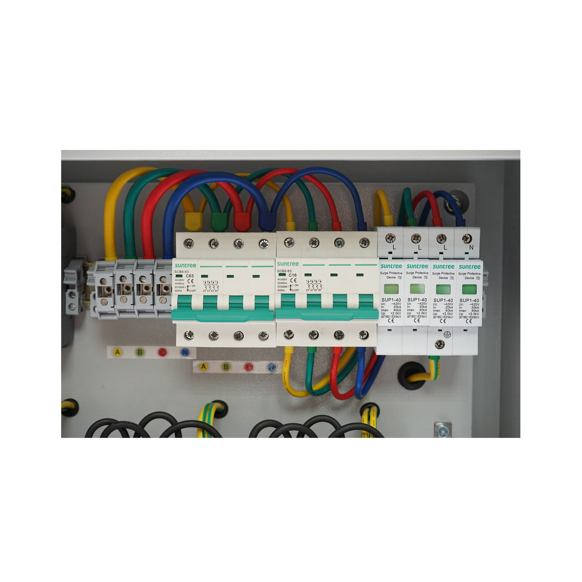 Protection fuse box equipped for 380V photovoltaic systems 20-30KW DC/AC with 6 strings 63A, IP65