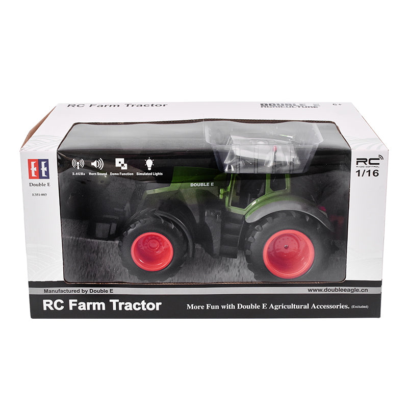 DoubleE RC 1:16 tractor toy with remote control, 2.4 GHz, lights, sounds, 25m range, 2.16 km/h speed