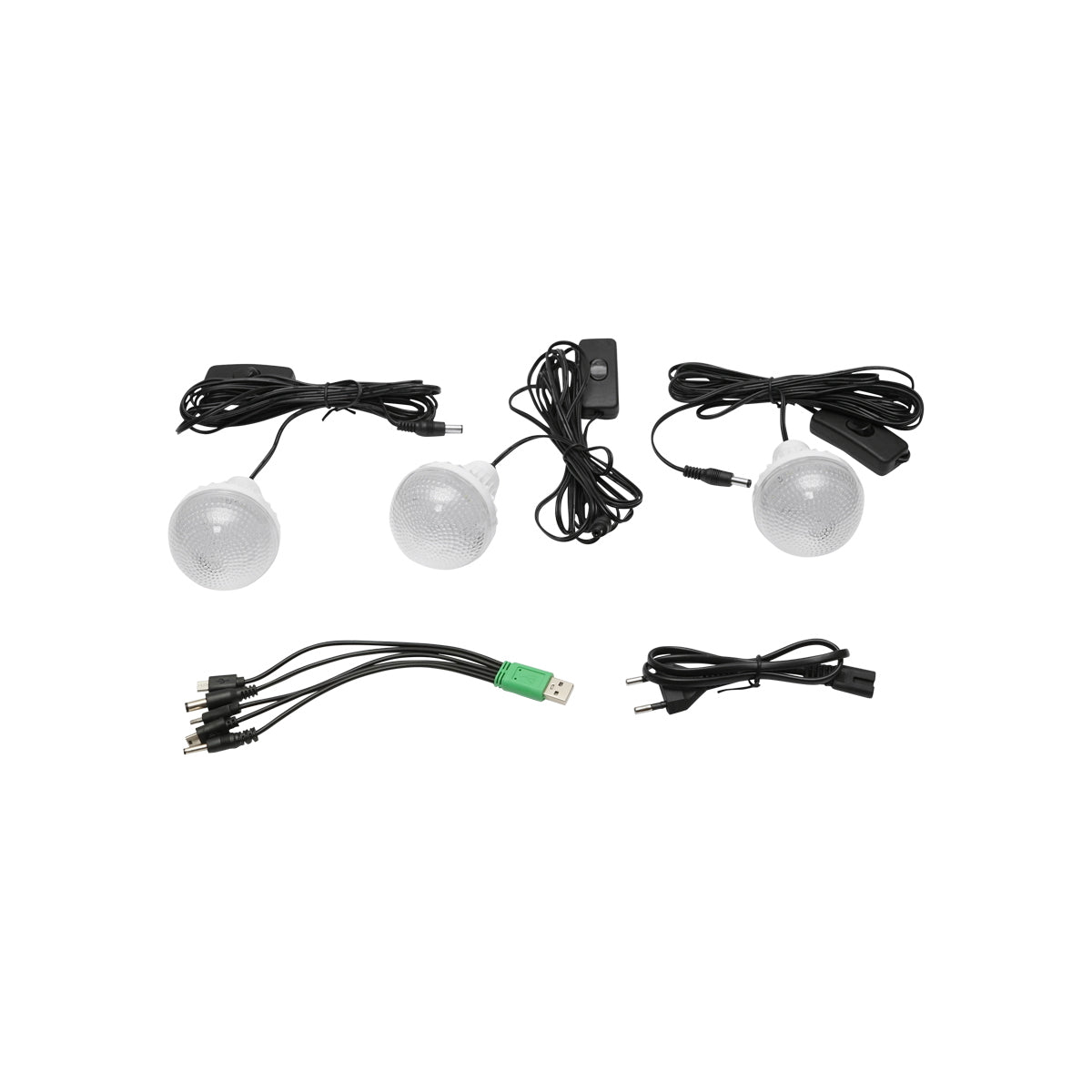 Portable LED lighting kit with 3 bulbs/projector, solar panel, and 6V, 4.5Ah battery for fishing camping GD-17
