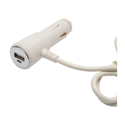 Triple car lighter adapter 12/24V white with individual switch and 1 USB port 5V 2.1A