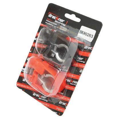 Battery terminal set with clamp and red and black rubber protection Breckner Germany
