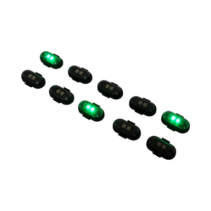 Set of 10 RGB strobe LED lights with remote control, 10 modes, 8 colors, 110mAh lithium battery rechargeable via USB-C, IP65