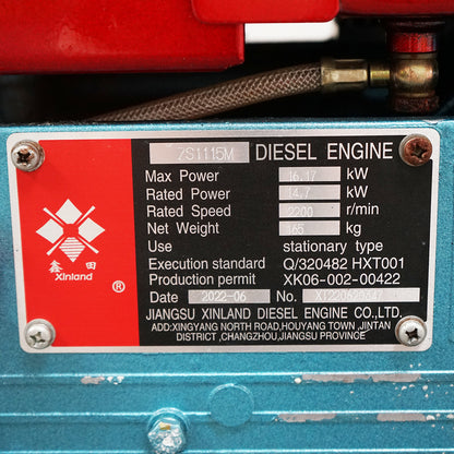 Irrigation system with 15 sprinklers, 16.2KW diesel engine, electric start