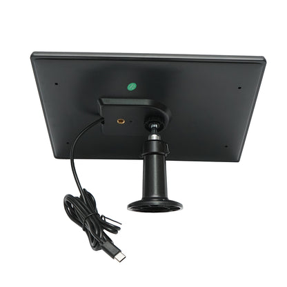 4 MP dual lens surveillance camera with 7.6W solar panel, fast charging 18650 battery, 2.4 GHz WIFI, 360 degree PTZ rotation with motion sensor, human detection PIR, alarm, night vision and iCSee application