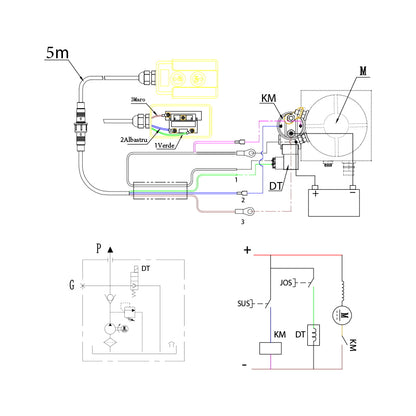 12V hydraulic pump, 2.2kW 150 bar, with 10L metal reservoir and remote control
