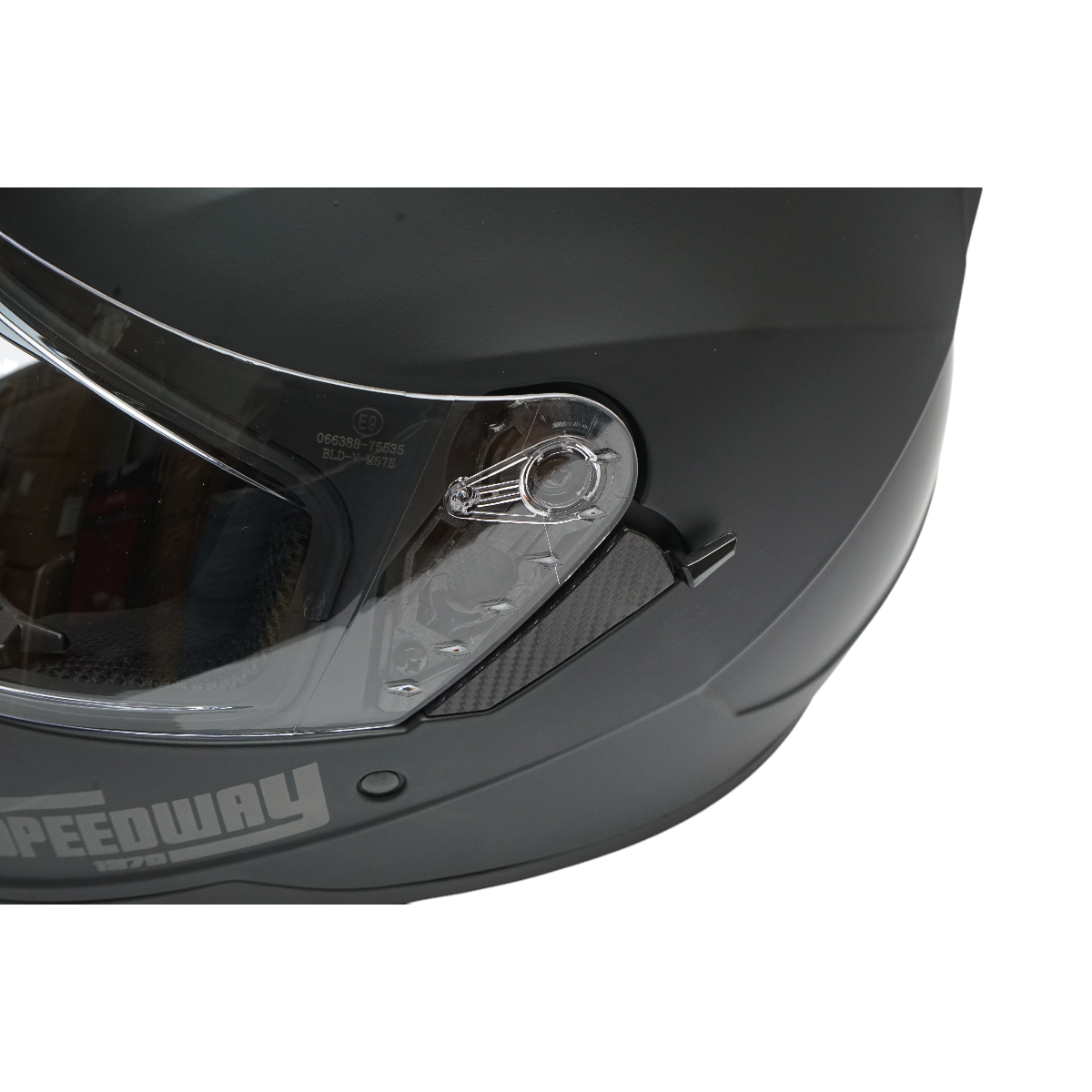 Matte black full face motorcycle helmet with a clear visor and sunglasses, size L Arcane II