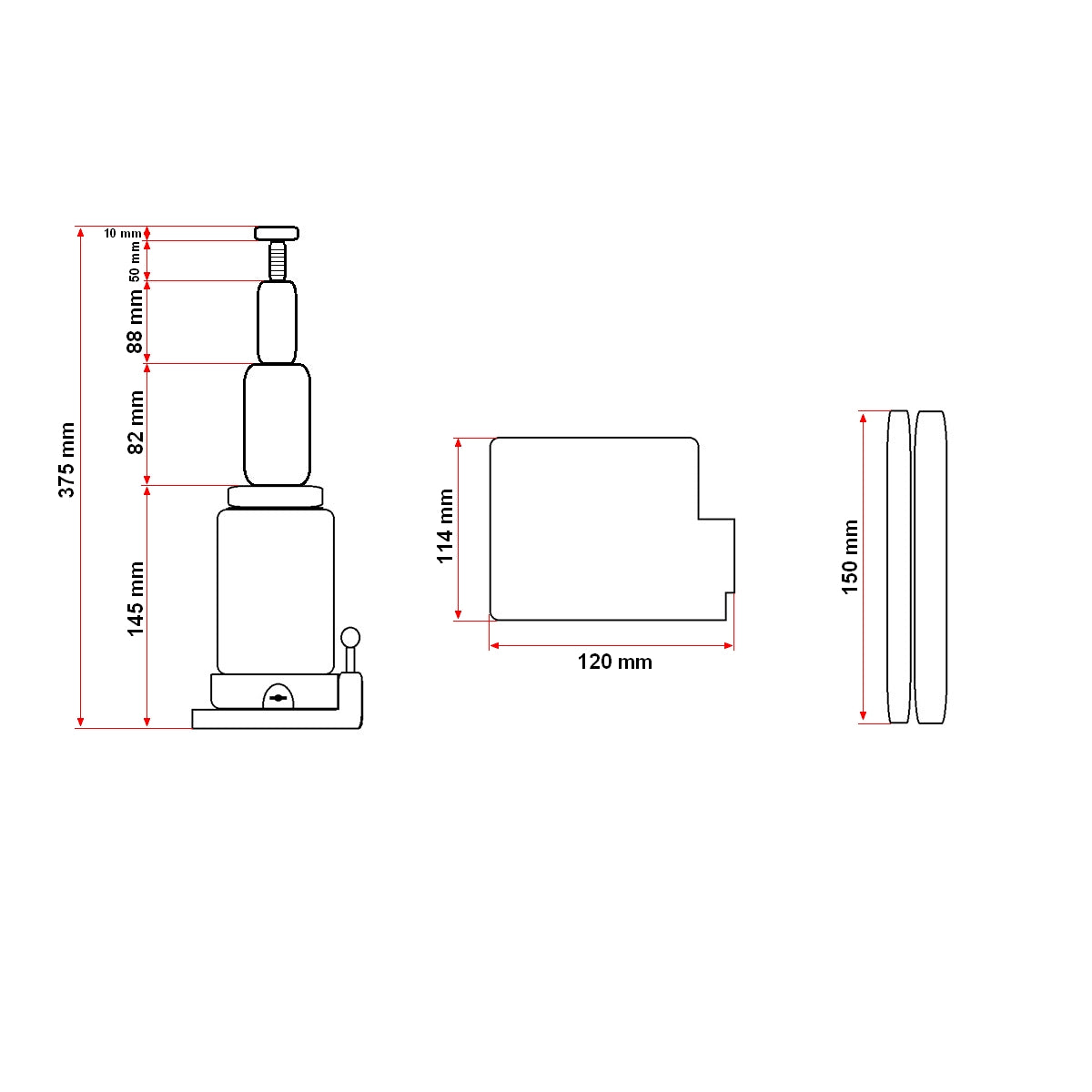 Hydraulic jack with double piston 4 tons 155mm
