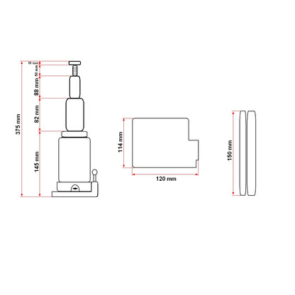 Hydraulic jack with double piston 4 tons 155mm