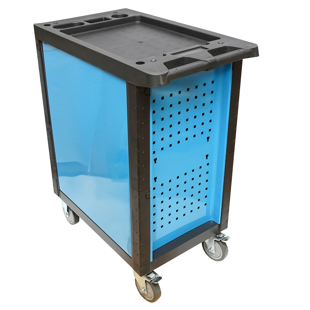 Metal tool cart cabinet with 7 drawers equipped with 496 pieces.