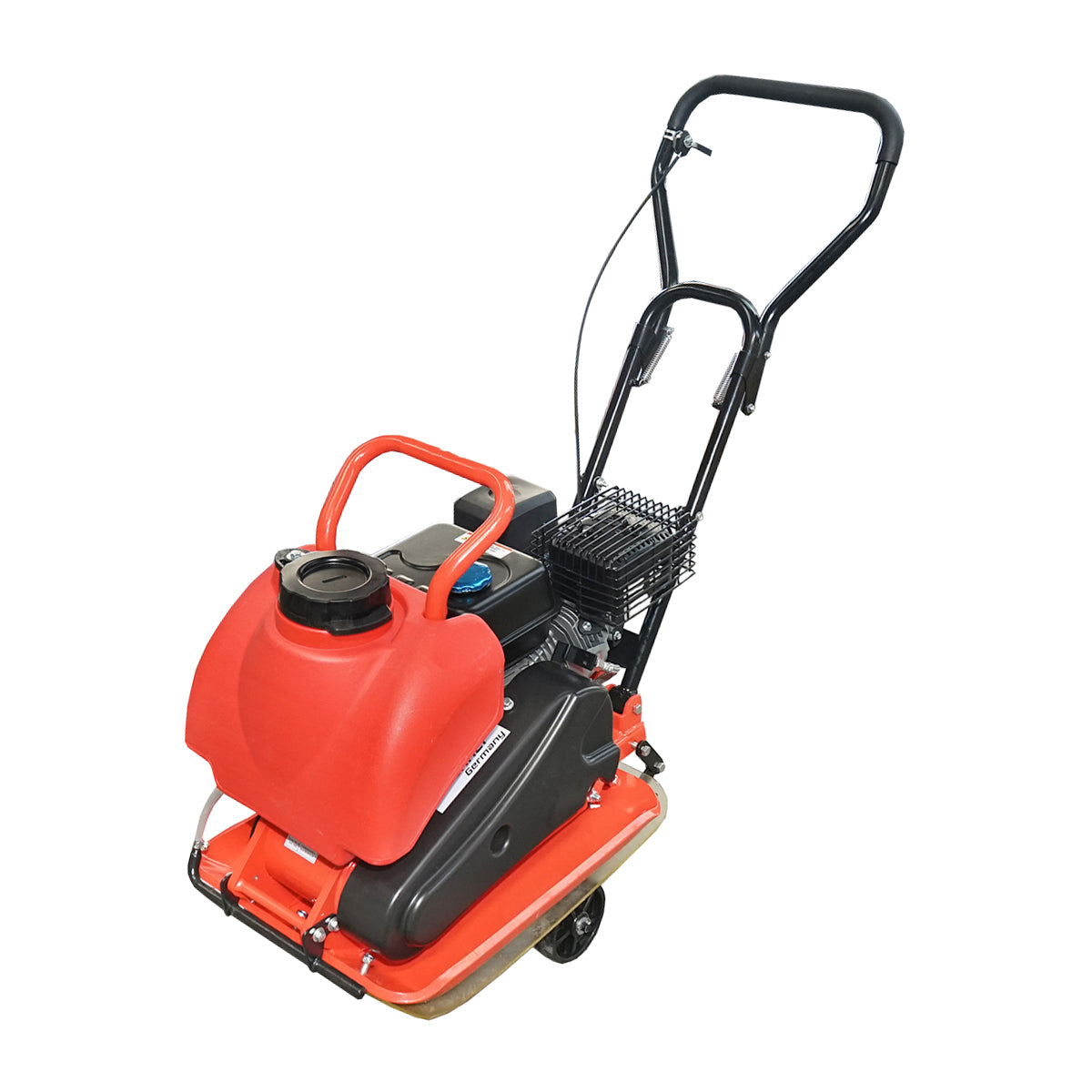 C90-B plate compactor with a working surface of 540x420mm, standard euro 5 engine, 196CC/6.5HP, 5500 RPM, 80Kg with Breckner Germany water tank.