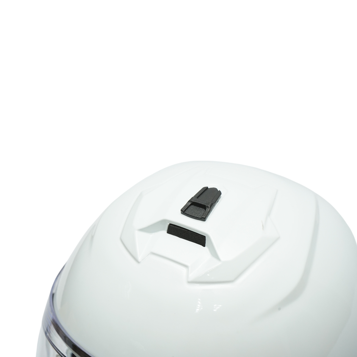 White full-face motorcycle helmet with clear visor, size XL Grit