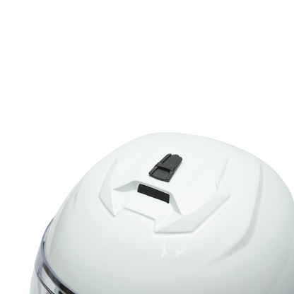 White full-face motorcycle helmet with clear visor, size XL Grit