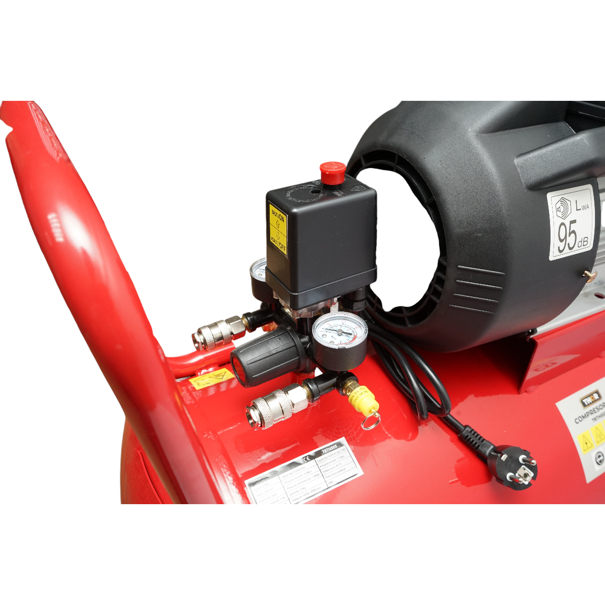 Air compressor volume 100L, motor 2 cylinders in V 2.2KW/2HP, maximum pressure 8 bar, suction air volume 370L THOR