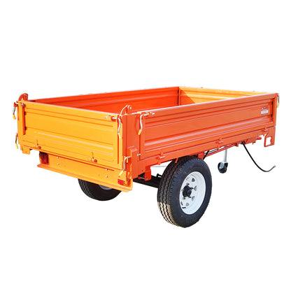 1-ton tipper trailer with electrical system, single axle, and 185R14 tires
