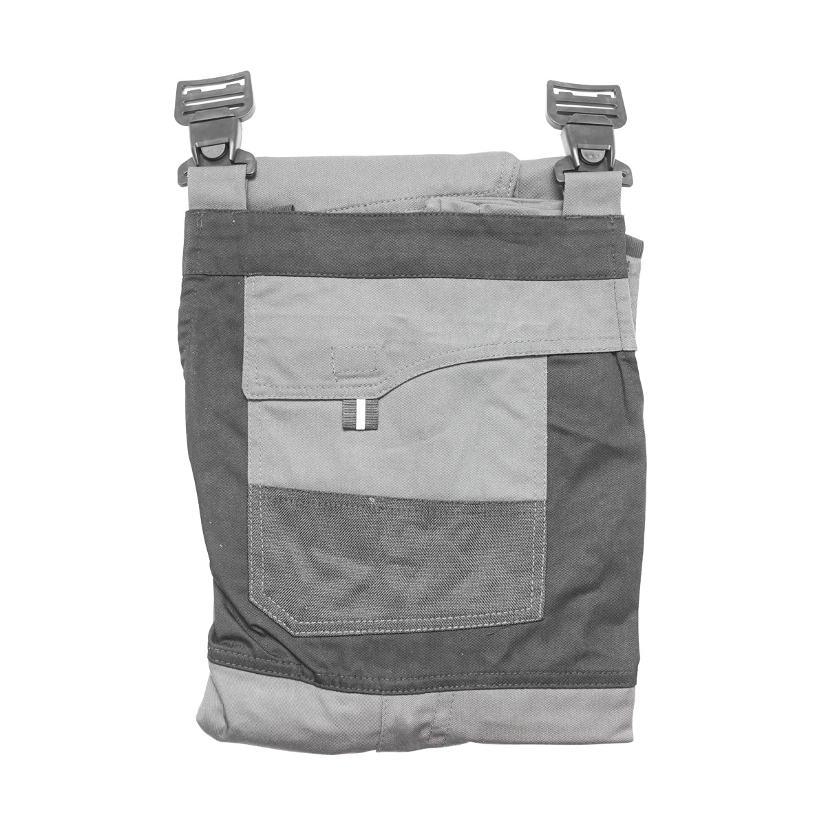 Work pants with bib, polyester with cotton overalls, gray with black, L Breckner Germany