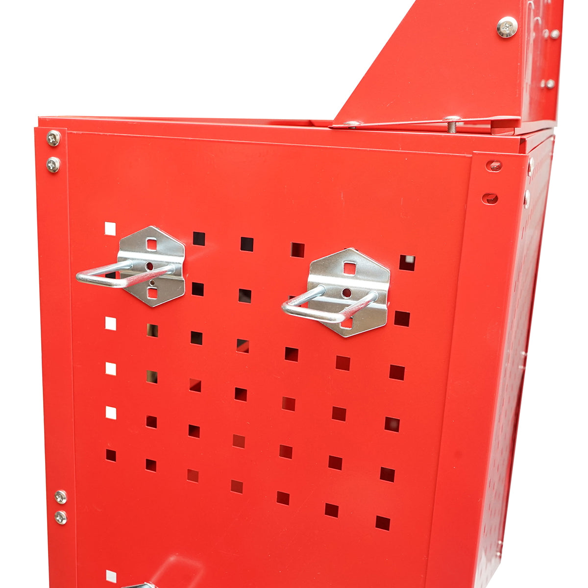 Metal cart on wheels with 3 shelves and panel with tool supports 660x360x1080mm
