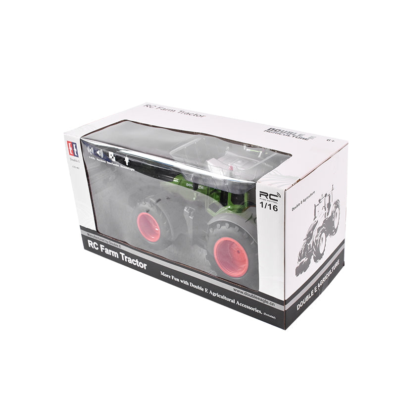 DoubleE RC 1:16 tractor toy with remote control, 2.4 GHz, lights, sounds, 25m range, 2.16 km/h speed