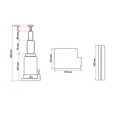 Hydraulic jack with double piston 3 tons 153mm