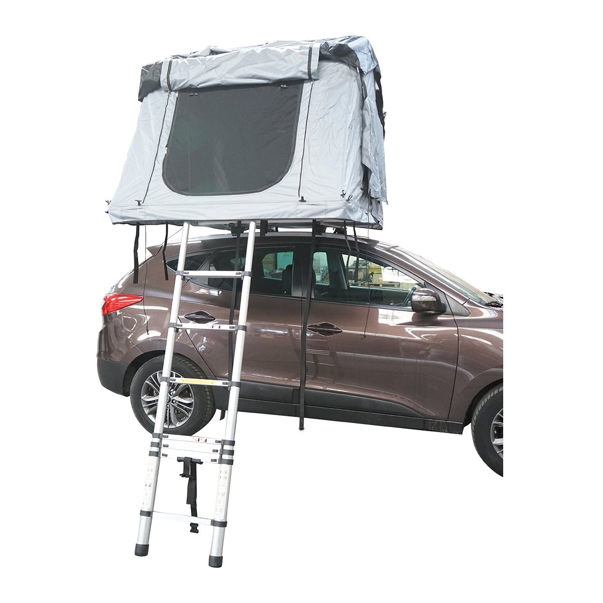 Waterproof car tent for 2 people, attachment to the ceiling with a platform and ladder