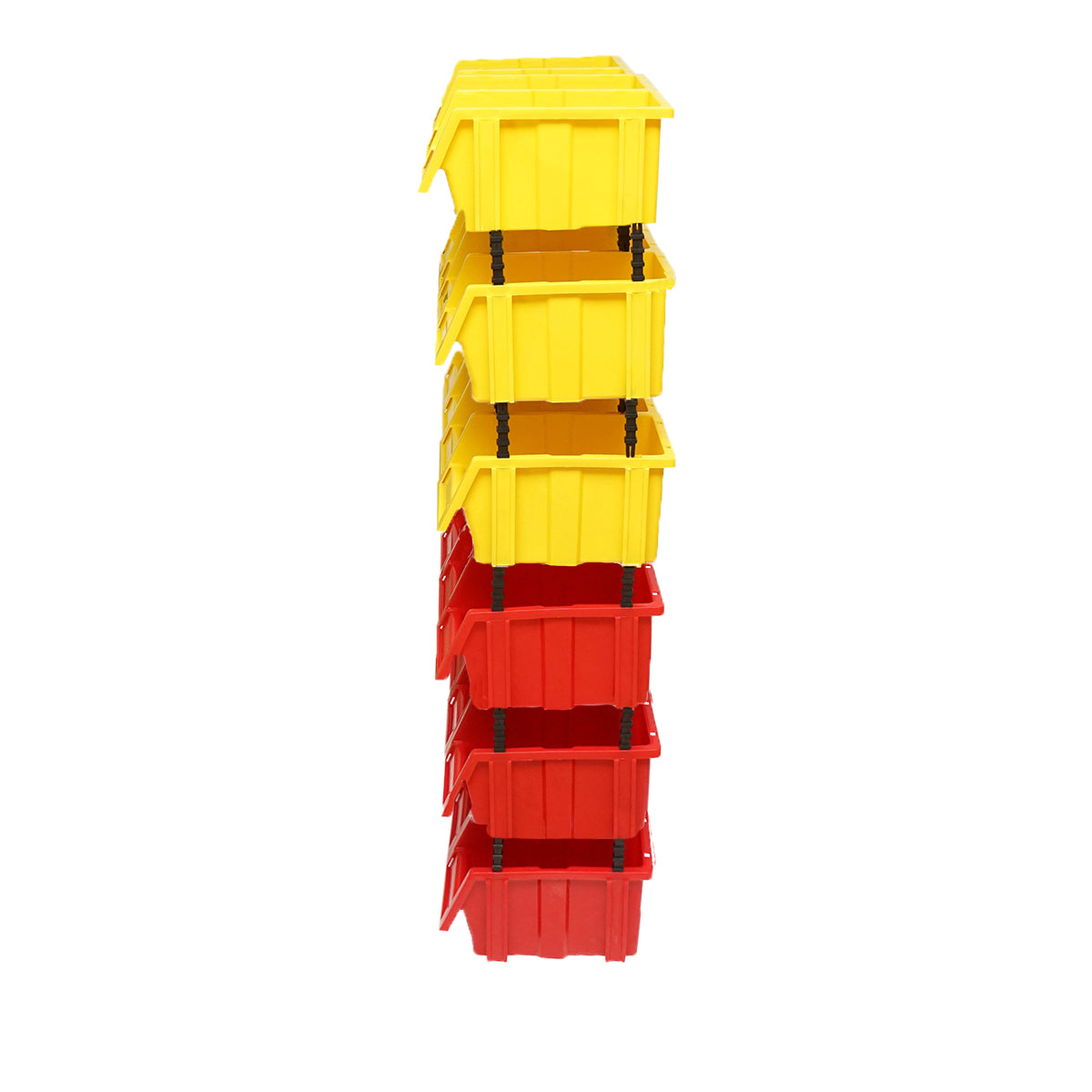 Stand with 24 boxes for storage/organization, red plastic box, yellow, 700x300x1150mm