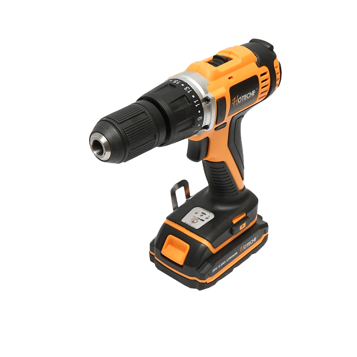 Cordless drill with 13mm chuck, 2x20V 2.0Ah battery, 1400rpm Hoteche